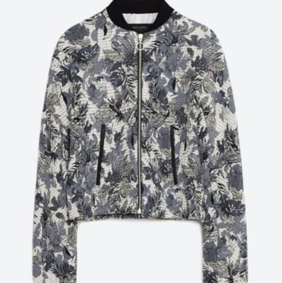 Zara floral bomber jacquard jacket - Picture 1 of 11